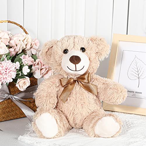 3 Packs Bear Stuffed Animals,14 Inch Cute Stuffed Bear Toys Bulk Soft Bears Plush Toy With Ribbon Bow For Christmas Valentine’s Day Baby Shower Birthday Party Favors (Khaki) #TOP3