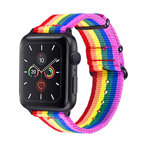 Armband kompatibel für Apple Watch 38mm/40mm, LGBT Regenbogen Nylon Gewebe Ersatzarmband Gay Pride Uhrenarmband mit schwarzer Gürtelschnalle