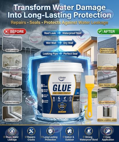 Image of Waterproof Glue for Leakage -300 Grams, Transparent Water Proof Glue for Roof, Roof Waterproofing Glue, Leakage Solution, Transparent Waterproof Adhesive Plus Brush