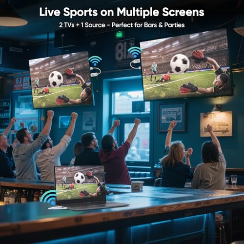 Steetek Transmisor HDMI inalámbrico y 2 receptores, HDMI inalámbrico para la transferencia de vídeo y audio desde el ordenador portátil/PC/cámara a 2 monitores/proyector/TV, extensor inalámbrico 5G - imagen 3