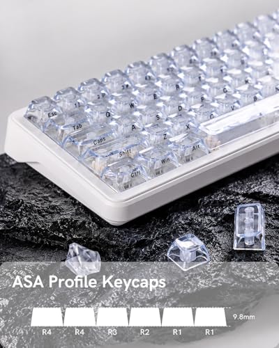 Image of Ice Clear Keycaps Set, 126 Keys Transparent Shine Through Keycap, ASA Profile Keyboard Key Caps, MX-Compatible for 61 /68 /84 /87 /98 /100 /104-Key Mechanical Keyboard