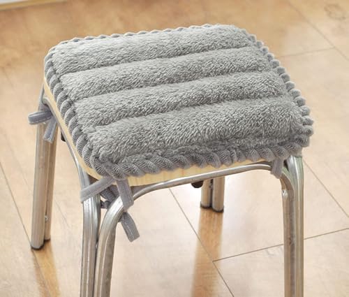 Ccipotatoo Cojines pequeños para silla o taburete con lazos, cojín cuadrado antideslizante para asiento de silla, lavable, para escuela, oficina, coche, dormitorio, comedor (gris a, 1 unidad, 35 x 35
