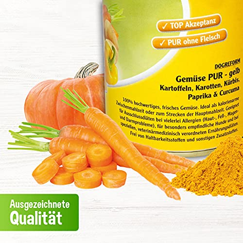 Schecker Nassfutter - 100% Gemüse pur - gelb - veggi - ideal zum Barfen - Diätfutter - Schonkost 12 x 410 g