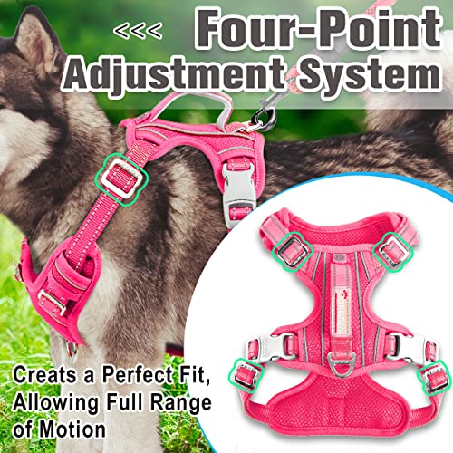 Barkbay No Pull Dog Harness Front Clip Heavy Duty Reflective Easy Control Handle For Large Dog Walking With Id Tag Pocket(Pink,Xl) #TOP3