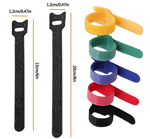 Klett-Kabelbinder Set – 48 Stück, Wiederverwendbar, In 4 Farben (Schwarz, Rot, Gelb, Grün)