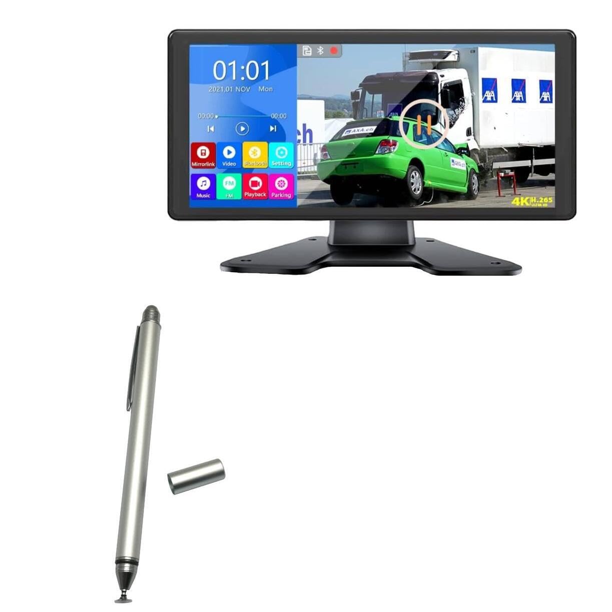 BoxWave Stylus Pen Compatible with Voonoa RV Backup Camera System (10.36 in) - DualTip Capacitive Stylus, Fiber Tip Disc Tip Capacitive Stylus Pen - Metallic Silver
