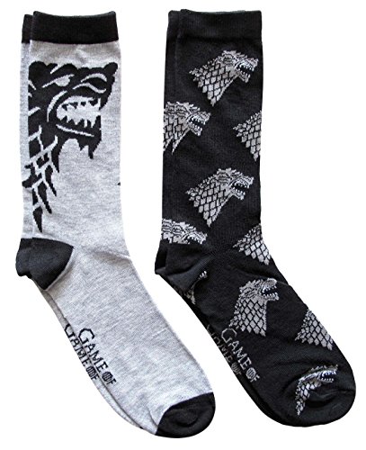 Hyp Game of Thrones Stark Pattern Men's Crew Socks 2 Pair Pack Shoe