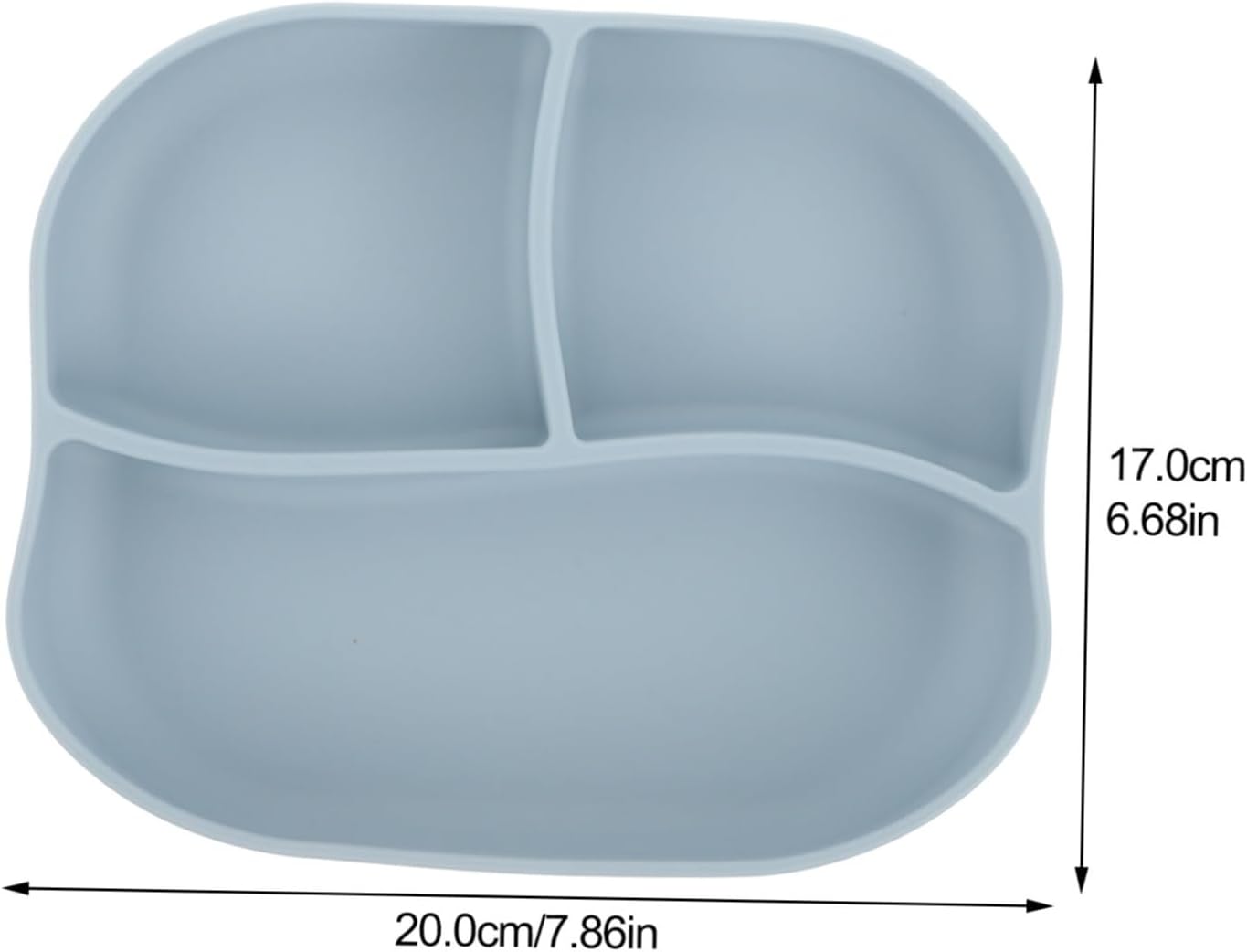 Silicone Divided Plate with Suction Cup for Elderly and Patients Adaptive Anti-Rolling Food Plate for Self-Service Meals Food Grade Flexible Silicone 7.87X6.69X1.37 Inches
