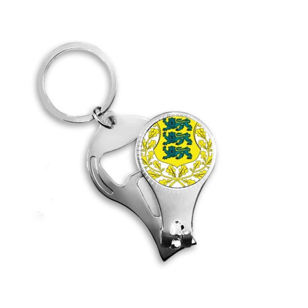 Porte-clés avec emblème national estonien blason métallique gravé