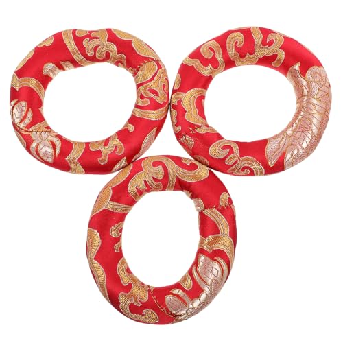 Alasum 3個手刺繍 ブッダ音鈴用座団 クッション 滑り止め耐久綿素材 仏壇飾り用 安定保持用小型マット