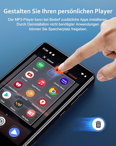 Agxov 144GB Lettore MP3 Con Wi-Fi & Bluetooth, 4,02 Pollici Touchscreen MP4 Player, Lettore Musicale Android Con Spotify, Amazon Music, Deezer, Radio Fm, Registratore Vocale, E-Book Reader, Nero - 8