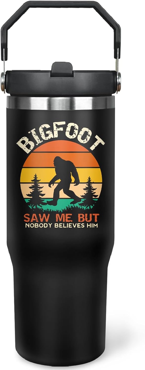ysnifeiw 30oz Big/foot Tumbler with Top Handle and Flip Straw Sasquatch Gifts Cup for Dad Father's Day Birthday Christmas Gifts for Men