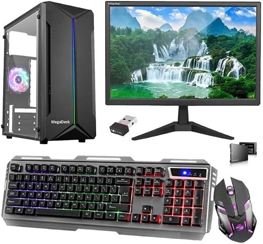 MegaDesk All-in-One Desktop Computer Set, i7 4th Gen, 16 GB RAM, 500 GB SSD, 2GB Graphics Card, 19" HD LED Monitor, RGB Ke...