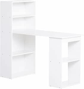 HOMCOM Scrivania Per Computer Scrivania Ufficio Porta PC Con Ripiani Tastiera 152 X 60 X 88cm Nero