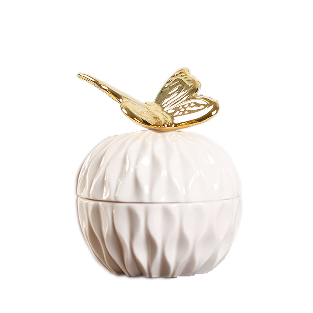 whungfa Golden Cute Animal butterfly Ceramic Jewelry Box Ring Storage Jar Animal Candy Box for Keeping Holding Ring, Necklaces, Jewelry, Earring, Keys,wedding Candy, 4.2 Inch