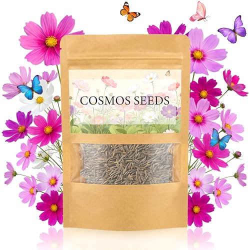LUOJIBIE Cosmos Seeds, 4,500+ Cosmos Flower Seeds for 2026, Wildflower Seeds for Planting Outdoor Garden, Crazy Blend Mix Color, No Filler, 1.5 Oz Packet, Easy to Grow
