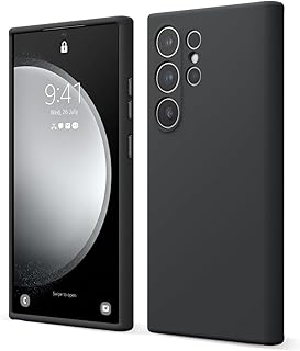 جراب سيليكون متوافق مع سامسونج جالاكسي اس 24 الترا 6.8 بوصة غطاء جل مطاطي من البولي يوريثان الحراري يدعم الشحن اللاسلكي مصد مضاد للخدش مقاوم للصدمات مناسب لهاتف أسود بشريحتين