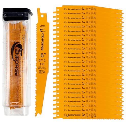 Cenforge 25-PC Reciprocating Saw Blades, 6 inch, 6-12 TPI, BI-Metal (M42+D6A) Material, Replace Milwaukee, Dewalt and Diablo sawzall Blade for Wood with Nails