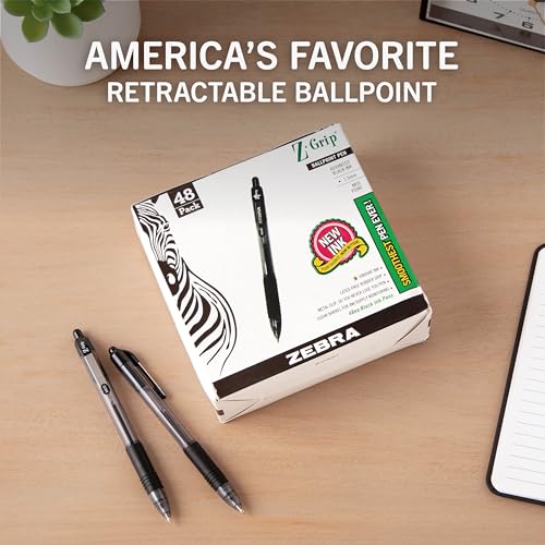 image for Zebra Pen Z-Grip Retractable Ballpoint Pen, Smooth-Flowing Black Ink, 