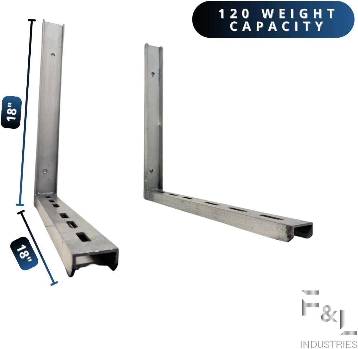 f&l heavy-duty mini split wall mount bracket—adjustable, rust-resistant aluminum ac support for ductless heat pump systems—universal fit, 700 lb capacity. (18"x18")