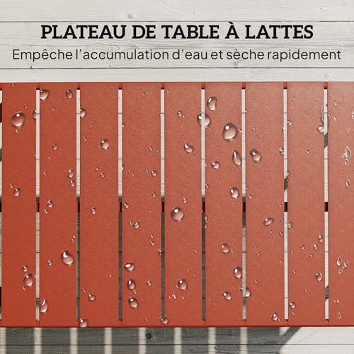 Table basse de jardin rectangulaire gain de place et résistante à la rouille extérieure