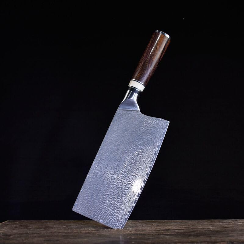 Meat Cleaver,Cleaver Knife Longquan Damascus Steel Slicing Knife Handmade Kitchen Knife 100 Tempered Pattern Steel Sharp High Hardness Chef Knife, LAMAJIGA5844