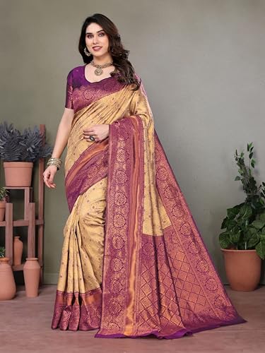 Image of Women's Kanjivaram Soft Silk Banarasi Saree With Blouse Piece | Banarasi Sari For Women | Saree with Blouse piece