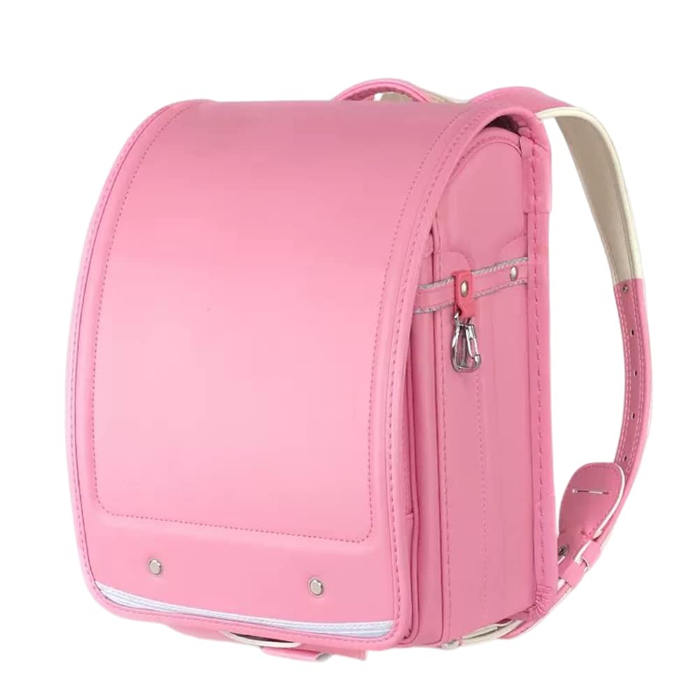 Ransel Randoseru Zaino Scolastico Giapponese In PU - Leggero Con Chiusura One-Touch - Impermeabile E Riflettente Per Ragazzi E Ragazze - Marrone 24.5x18.5x32 Cm - 3