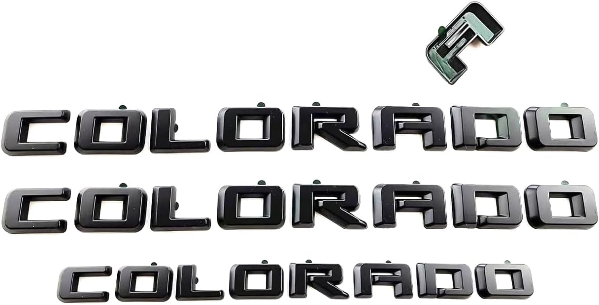 Overlay Emblem 3D Letter Side Door Rear Tailgate Badge Nameplate Compatible for 2023-2024 Colorado Set of 3Pcs (Glossy Black)