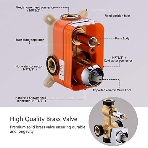 Shower System, Starbath Shower Faucet Set With 6-Setting Rain Shower Head And 9-Setting Handheld Shower Faucets Sets Complete Wall Mounted, 3 Way Pressure Balance Shower Valve And Trim Kit Shower Valve And Trim Kit #TOP4