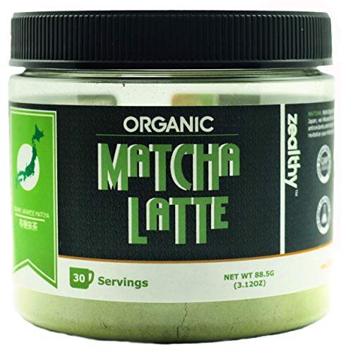 Zealthy Matcha Latte Green Tea Powder Mix. 100% USDA Organic Authentic Japanese Sweet Blend with Ashwagandha, Maca, Coconut Milk & Natural Vanilla. Best for Boosting Antioxidants & Refreshment (3.1oz)