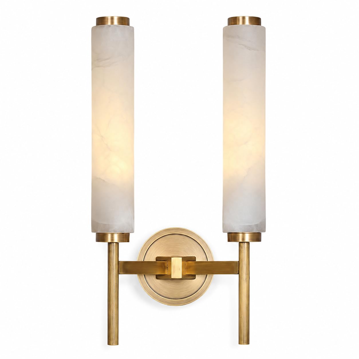 Alabaster Wall Sconce, 18.5In Long Tube Modern Alabaster Sconces Lighting Marble Wall Lighting Indoor Hardwired E14 Marble Stone Wall Lamps Gold Vanity Lights For Living Room,Bedroom,Stairs,Foyer