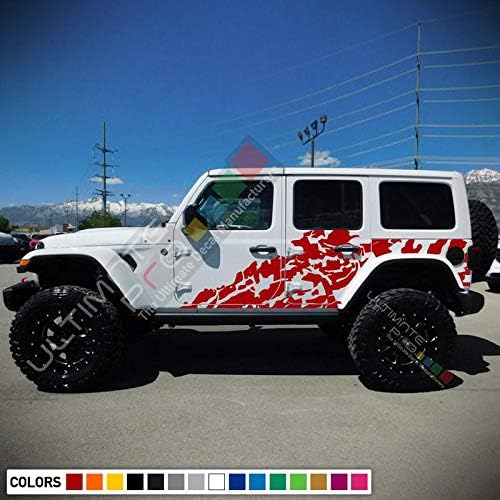 Decal Sticker Vinyl Big Side Door Splash Compatible with Jeep Wrangler JL JK 2007-2019 - Present (952)