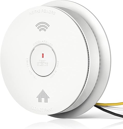 Miniatura 1 de SITERWELL Detector de humo interconectado cableado, detector de monóxido de carbono combinado con 2 baterías AA de respaldo, detector de humo y CO 2