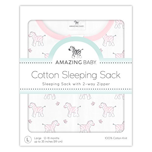 Amazing Baby Cotton Sleeping Sack, Wearable Blanket With 2-Way Zipper, Pink Tiny Zebras, Small (0-6 Mo) #TOP4