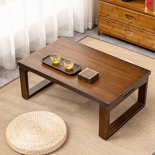 Table de méditation pliable en bambou marron pour créer un rituel de calme chez soi