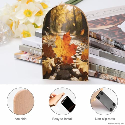 Sujetalibros de hojas de otoño, el regalo decorativo de madera ideal para lectores 5
