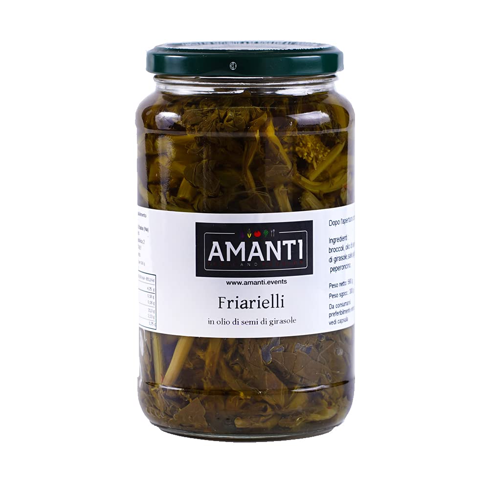 Friarielli alla Napoletana | Broccoli in Olio di Semi Girasole | Amanti Food | 1kg | Lavorazione Artigianale | Maxi Formato