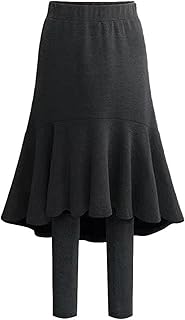 [1/2style] レディース スカート付きレギンス 一体型 レイヤード タイツ風 裏起毛 あり なし