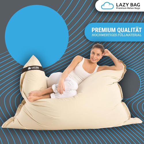 Pouf géant XXL 180x140 imperméable beige Lazy Bag