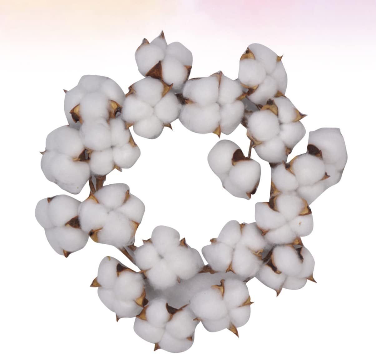 BESTOYARD 10-Inch Cotton Flower Garland Dried Wreath for Wall Door Window Decor Small Round Artificial Flower Garland for Farmhouse Wedding Party Home Decoration