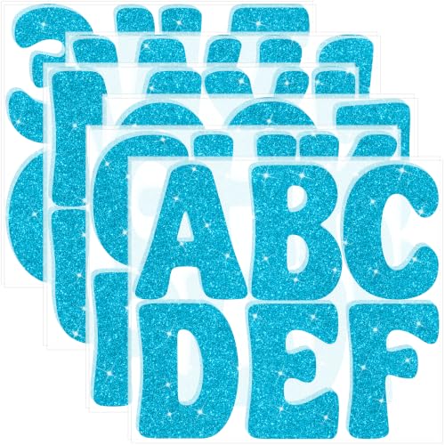 Image of Bulletin Board Letter 74PCS Glitter Letter Sticker Large 5 Inch, Light Blue