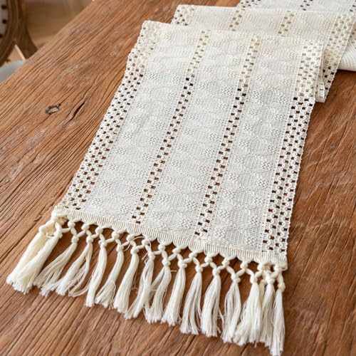 Boho Table Runner 48 Inches Long for Fall Home...