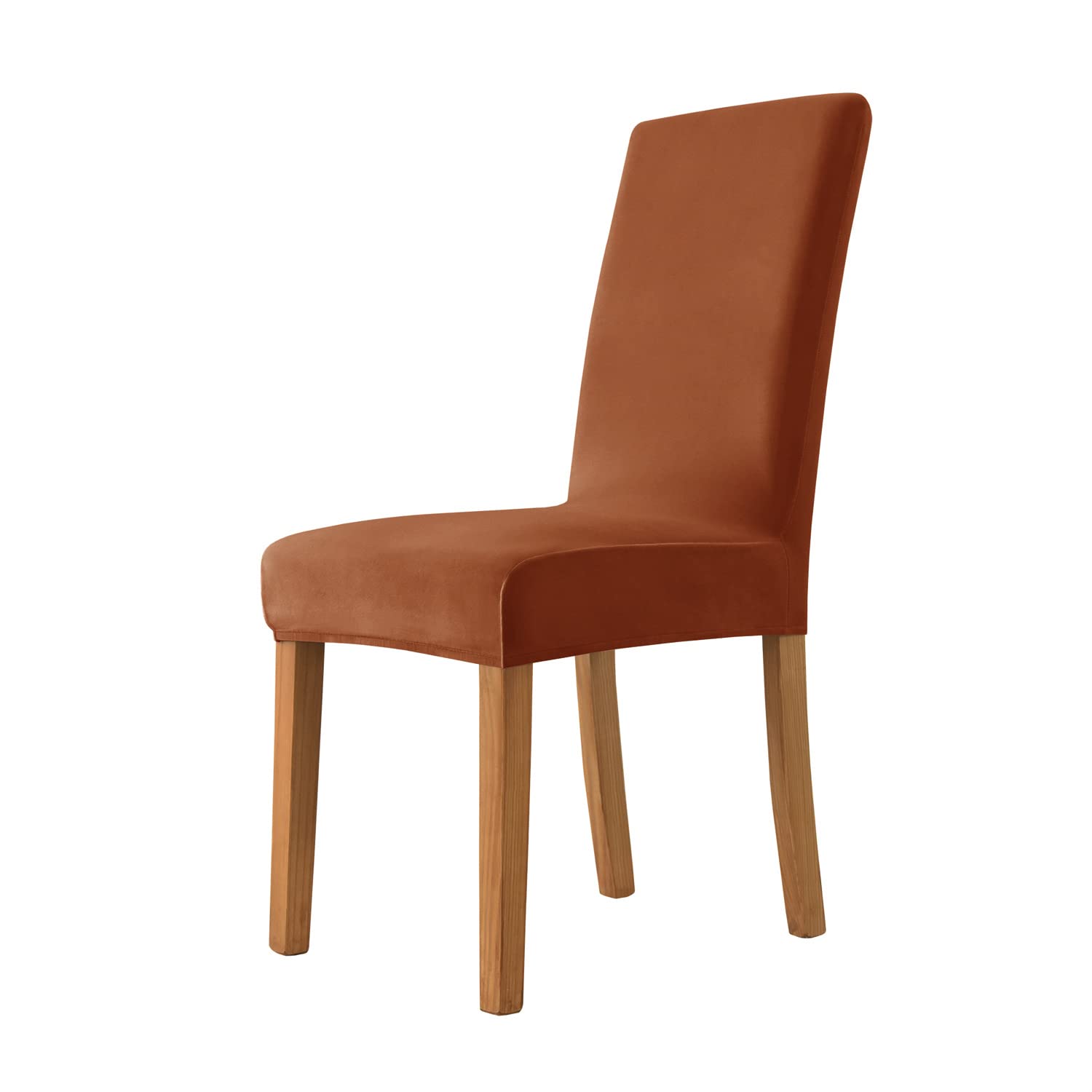 SYLC Stretch Dining Chair Covers Velvet, Dining Chair Slipcovers High Back Soft Plush Chair Protector Covers Set for Dining Room Removable Washable (Red coffee,6 PCS)