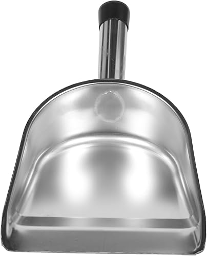 Cabilock 1 recogedor de acero inoxidable grueso, pala de basura de mano para uso doméstico, mango cómodo para limpieza eficiente, herramienta