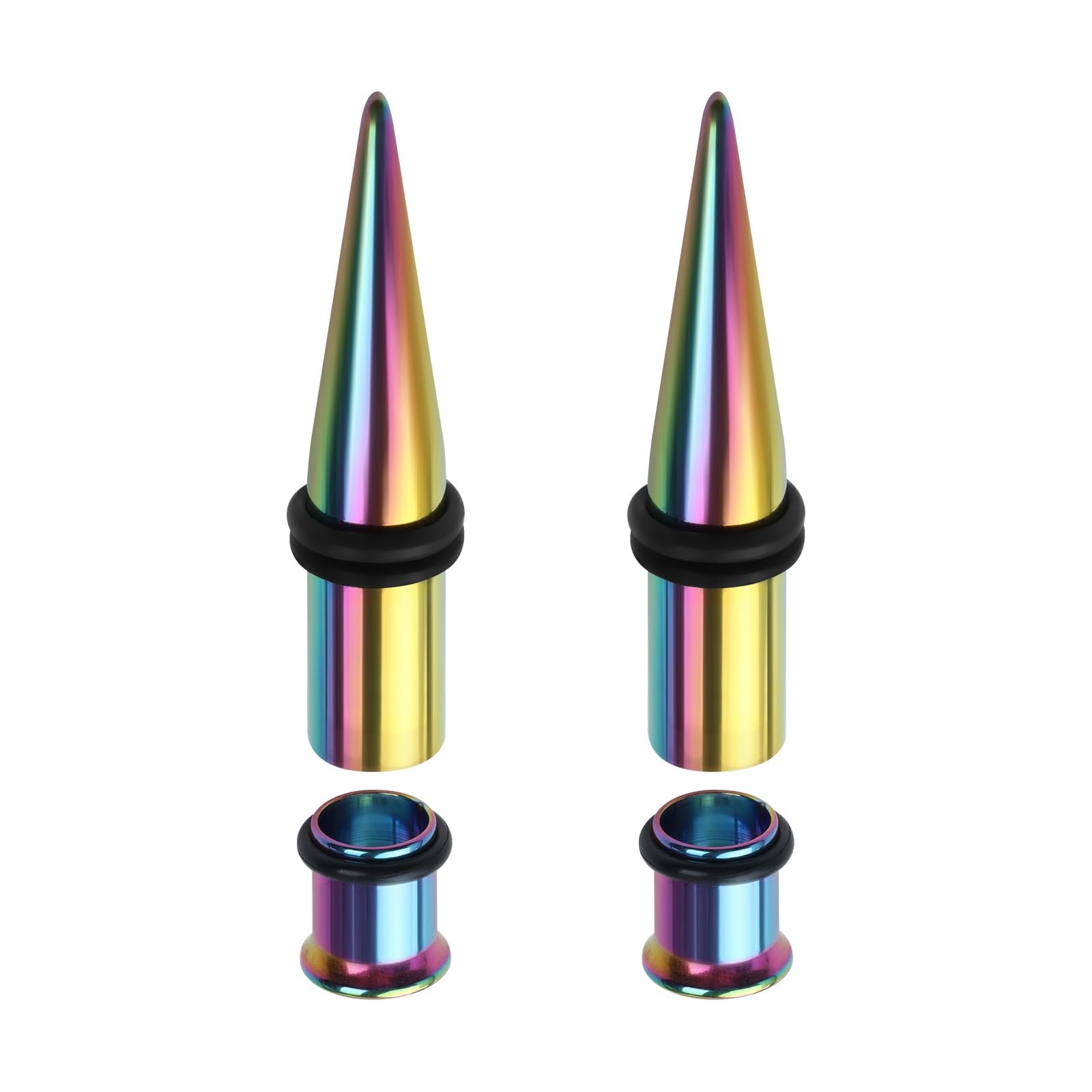 Tunel 7 mm, 9 mm, ze stali nierdzewnej, zestaw 4 rozpychaczy, tunele damskie, czarne