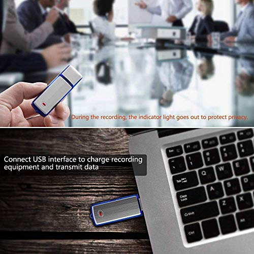 Image of Asleesha 8GB Digital Voice Recorder USB Flash Drive Voice Activated Recording Silver-Blue /Black - 1 Pc