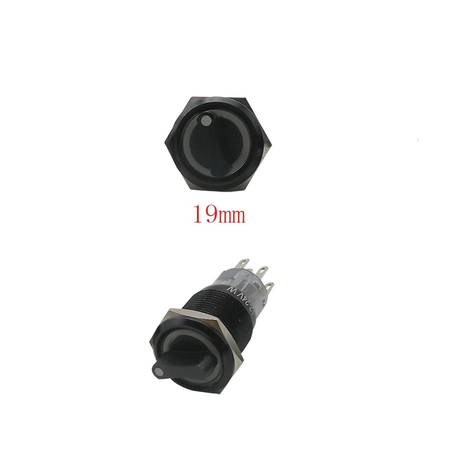 ElectronicSwitch Emergency Stop Switch 19MM 220v lf-Return Self-Locking Waterproof DPDT Illuminated Metal Selector Knob Rotary 2 3 Position LED Lamp(Green Led, Momentary)