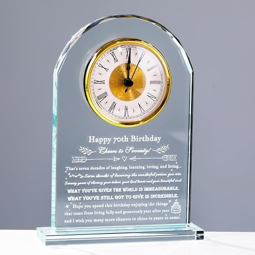 Enjinkail 70th Birthday Gifts for Women Men - Personalized 1954 70 Year Old Birthday Crystal Clock Keepsake Present for Her Him - Happy 70th Birthday Gifts Ideas for Mom Dad Unique