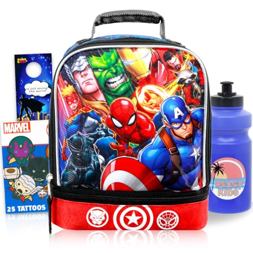 Avengers Lunch Box for Kids Bundle w/Insulated Lunch Bag + More